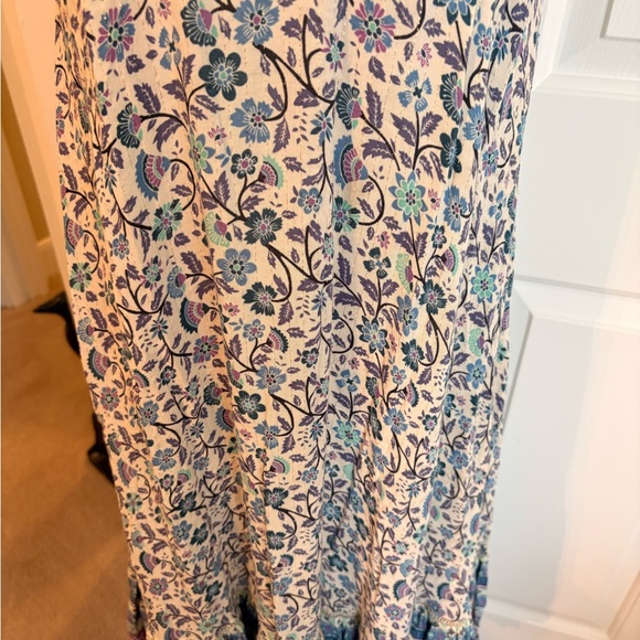 Spell Floral Midi Dress in Cream, Blue, Teal and Purple Small EC - Picture 4 of 10